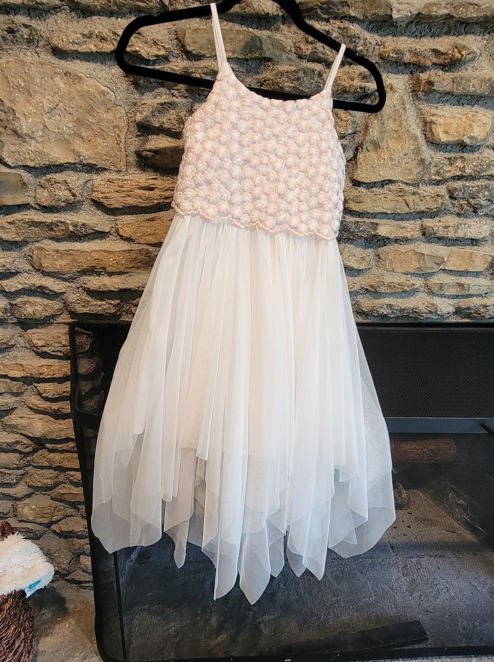 Girls Ivory Spaghetti-Strap Tulle Dress